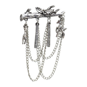 P-0427  2 Colors Alloy Antlers Brooches Coat Pins Collar Chain Women Men Suit Dress Accessories