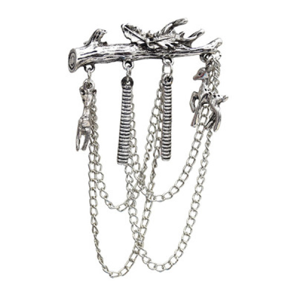 P-0427  2 Colors Alloy Antlers Brooches Coat Pins Collar Chain Women Men Suit Dress Accessories