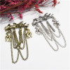 P-0427  2 Colors Alloy Antlers Brooches Coat Pins Collar Chain Women Men Suit Dress Accessories