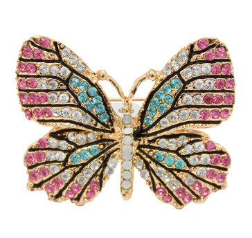 P-0428 Cute Butterfly Brooches For Women Rhinestone Crystal Dress Accessories Gift Brooches