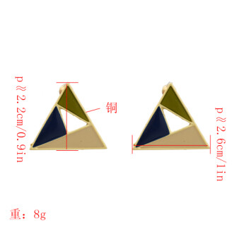 E-5106  4 Styles Korean Personalized Geometric Design Copper Stud Earrings Creative Fashion Triangle Round Shaped Earrings for Women Party Jewelry