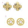 E-5105 2 Styles Korean Personalized Geometric Design Copper Pearls Stud Earrings Creative Fashion Round Shaped Earrings for Women Party Jewelry
