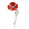 P-0430 Women Silver Gun Black Metal Red Flower Brooch Pins Shirt Dress Clothes Fashion Accessories