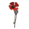 P-0430 Women Silver Gun Black Metal Red Flower Brooch Pins Shirt Dress Clothes Fashion Accessories