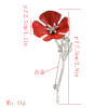 P-0430 Women Silver Gun Black Metal Red Flower Brooch Pins Shirt Dress Clothes Fashion Accessories