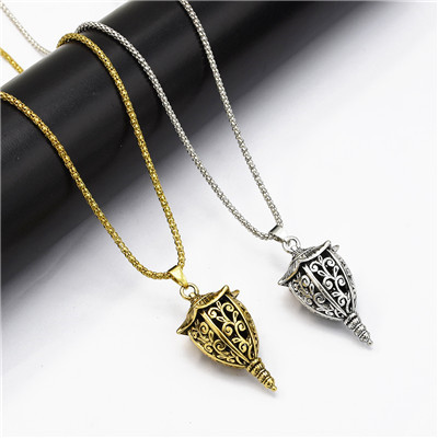 N-7182 New Fashion Bohemian 2 Colors Vintage Alloy Carved  Bells  Lamp Shaped Pendant Necklaces Long Chains Sweater Necklaces for Women