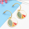 E-5113  Unique Gold Metal Enamel Drop Earrings for Women Boho Wedding Party Jewelry Gift