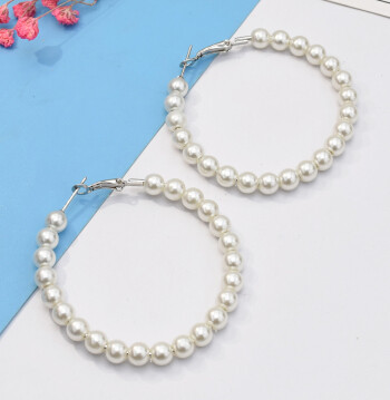 E-5114 Fashion Korean Simulated Pearls Circles Drop Earrings for women Bijoux Jewelry