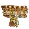 B-0923  4 Colors Ethnic Tribal Bracelets Cuff Multi layer Vintage Wristband Wooden Beads Bracelet