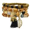 B-0923  4 Colors Ethnic Tribal Bracelets Cuff Multi layer Vintage Wristband Wooden Beads Bracelet