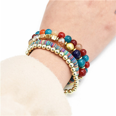 B-0925  5 Colors Ethnic Tribal Bracelets Cuff Multi layer Vintage Wristband Beads Bracelet