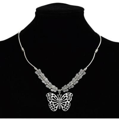 N-7185 Bohemian Vintage Silver Statement Necklace Carved Flower Turkish Round Shape Choker Necklaces Women Jewelry