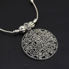 N-7185 Bohemian Vintage Silver Statement Necklace Carved Flower Turkish Round Shape Choker Necklaces Women Jewelry