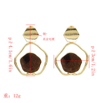 E-5117  Unique Copper Gold Plated Metal Drop Earrings Geometric Horse Hair  Woolen Fabric Pandent Dangle for Women Boho Wedding Party Jewelry Gift