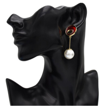 E-5118  3 Colors Unique Faux Pearl Drop Earrings Geometric Fashion Pandent Dangle Earrings for Women Boho Wedding Party Jewelry Gift