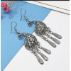 E-5121 Vintage Silver Metal Cross Flower Shape Drop Earrings for Women Boho Wedding Party Jewelry Gift