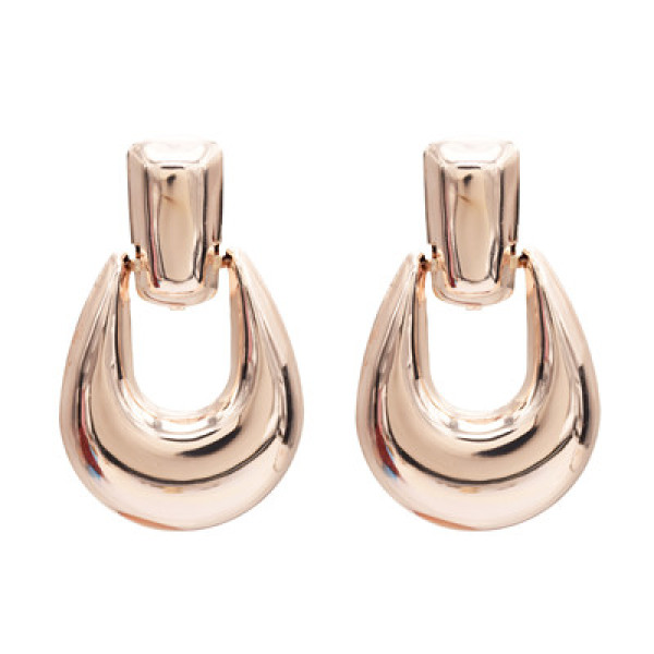 E-5125  3 Colors Fashion Glossy Alloy U-Type Earrings