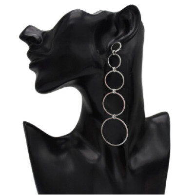 E-5123 2 Colors European Gold Silver Drop Earrings Italy Classical Multilayer Round Circle Dangle Earrings  For Women Jewelry Design