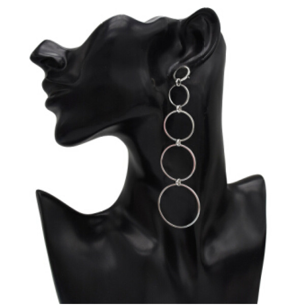 E-5123 2 Colors European Gold Silver Drop Earrings Italy Classical Multilayer Round Circle Dangle Earrings  For Women Jewelry Design