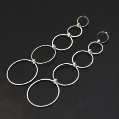 E-5123 2 Colors European Gold Silver Drop Earrings Italy Classical Multilayer Round Circle Dangle Earrings  For Women Jewelry Design