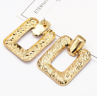 E-5128 New Trendy Gold Silver Metal Geometric Shape Drop Earrings for Women Boho Wedding Party Jewelry