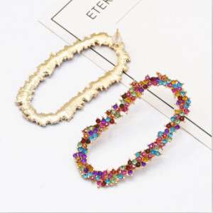 E-5131  3 Colors New Fashion Large Shinning Bling Bling Colorful Crystal  Tassel Drop Earrings for Women Bridal Wedding Party Jewelry