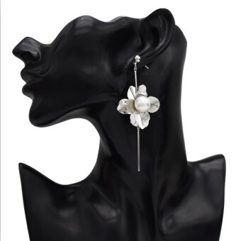E-5144  2 Colors Elegant Europian  New Fashion Alloy Statement Earrings Creative Pearl Flower Drop Earrings for Women Jewelry