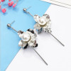 E-5144  2 Colors Elegant Europian  New Fashion Alloy Statement Earrings Creative Pearl Flower Drop Earrings for Women Jewelry