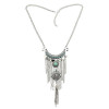 N-7188 Fashion Silver Metal Rhinestone Turquoise Round Shaped Tassel Pendant  For Women Necklace Jewelry.