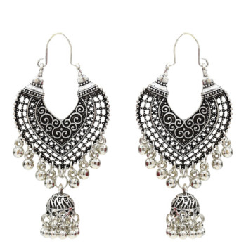 E-5154 Vintage Silver Gold Metal Bells Tassel Drop Earrings for Women Indian Party Jewelry Gift