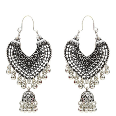 E-5154 Vintage Silver Gold Metal Bells Tassel Drop Earrings for Women Indian Party Jewelry Gift