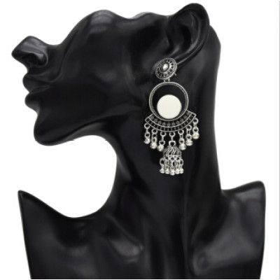 E-5153 6 Colors Vintage Silver Gold Metal Bells Tassel Drop Earrings for Women Indian Party Jewelry Gift