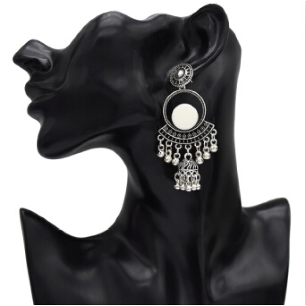 E-5153 6 Colors Vintage Silver Gold Metal Bells Tassel Drop Earrings for Women Indian Party Jewelry Gift