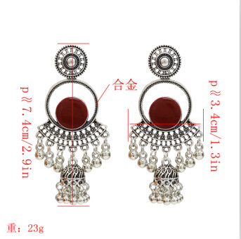 E-5153 6 Colors Vintage Silver Gold Metal Bells Tassel Drop Earrings for Women Indian Party Jewelry Gift