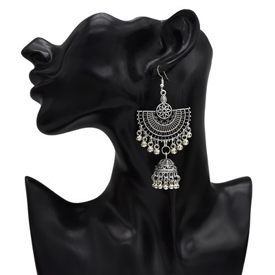 E-5155  Vintage Silver Gold Metal Bells Tassel Drop Earrings For Women Indian Party Jewelry