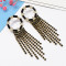 E-5157  New Fashion Silver Gold Geometric Shape Metal Crystal Long Tassel Earring for Women Bridal Wedding Party Jewelry