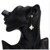 E-5156  2 Colors Korean New Fashion Simple Elegant Copper Alloy Silver Bling Bling Crystal Star Long Drop Earring for Women Bridal Wedding Party Jewelry