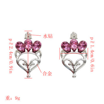 E-5163  3 Colors 925 Silver Fox Face Rhinestone Stud Earring For Women Jewelry Design