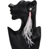 E-5170  6 Color Korea style alloy vintage carving flower pearl drop white feather dangling earrings