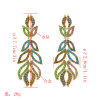 E-5169 Gold Alloy Fancy Diamond Leaf Lady Long Earrings