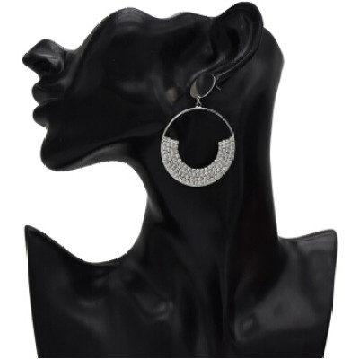 E-5176  Fashion Silver Gold Geometric Shape Metal Crystal Earring for Women Bridal Wedding Party Jewelry