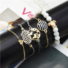 B-0937  Fashion Korean Bracelets Cuff Multi layer  Wristband Beads Bracelet For Women jewelry.