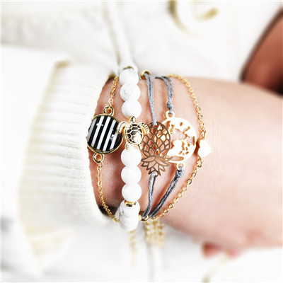 B-0937  Fashion Korean Bracelets Cuff Multi layer  Wristband Beads Bracelet For Women jewelry.