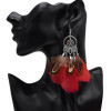 E-5179  3 Color Bohemian Vintage Silver Feather Pendant Drop Dangle Earrings Hook Earring