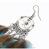 E-5179  3 Color Bohemian Vintage Silver Feather Pendant Drop Dangle Earrings Hook Earring