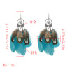 E-5179  3 Color Bohemian Vintage Silver Feather Pendant Drop Dangle Earrings Hook Earring
