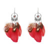 E-5179  3 Color Bohemian Vintage Silver Feather Pendant Drop Dangle Earrings Hook Earring