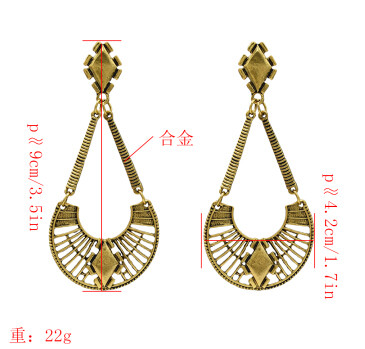 E-5178 Vintage Silver Gold Metal Geometric Drop Earrings for Women Boho Party Jewelry