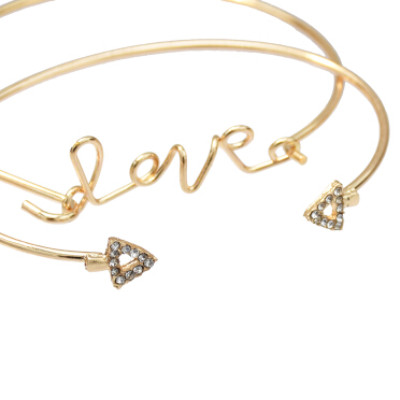 B-0938  2 Style 4pcs/set Gold  Simple pineapple Leaf Love Bangle Bracelet for women