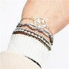 B-0939 2 Style 4Pcs/Set Silver Simple Pineapple Leaf Love Bangle Bracelet For Women
